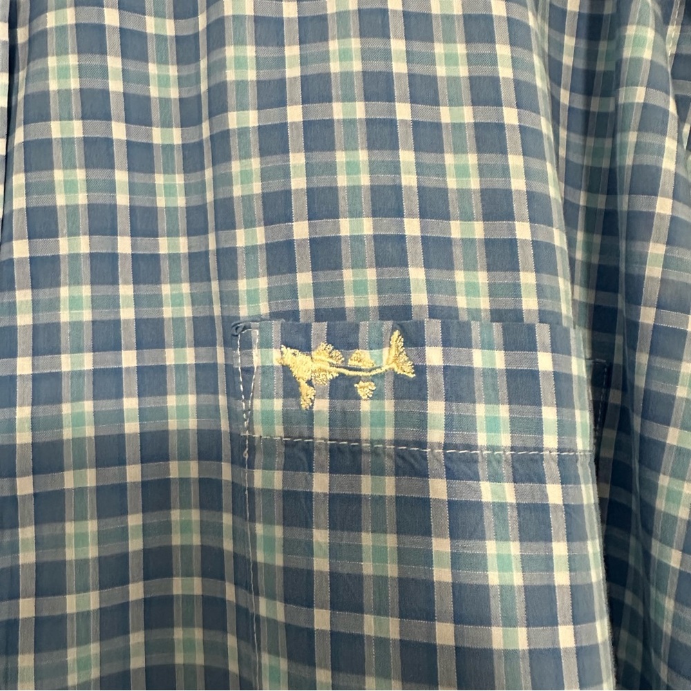 Coastal Cotton Button Down Shirt in Blue Plaid Size Large GUC - Picture 2 of 6